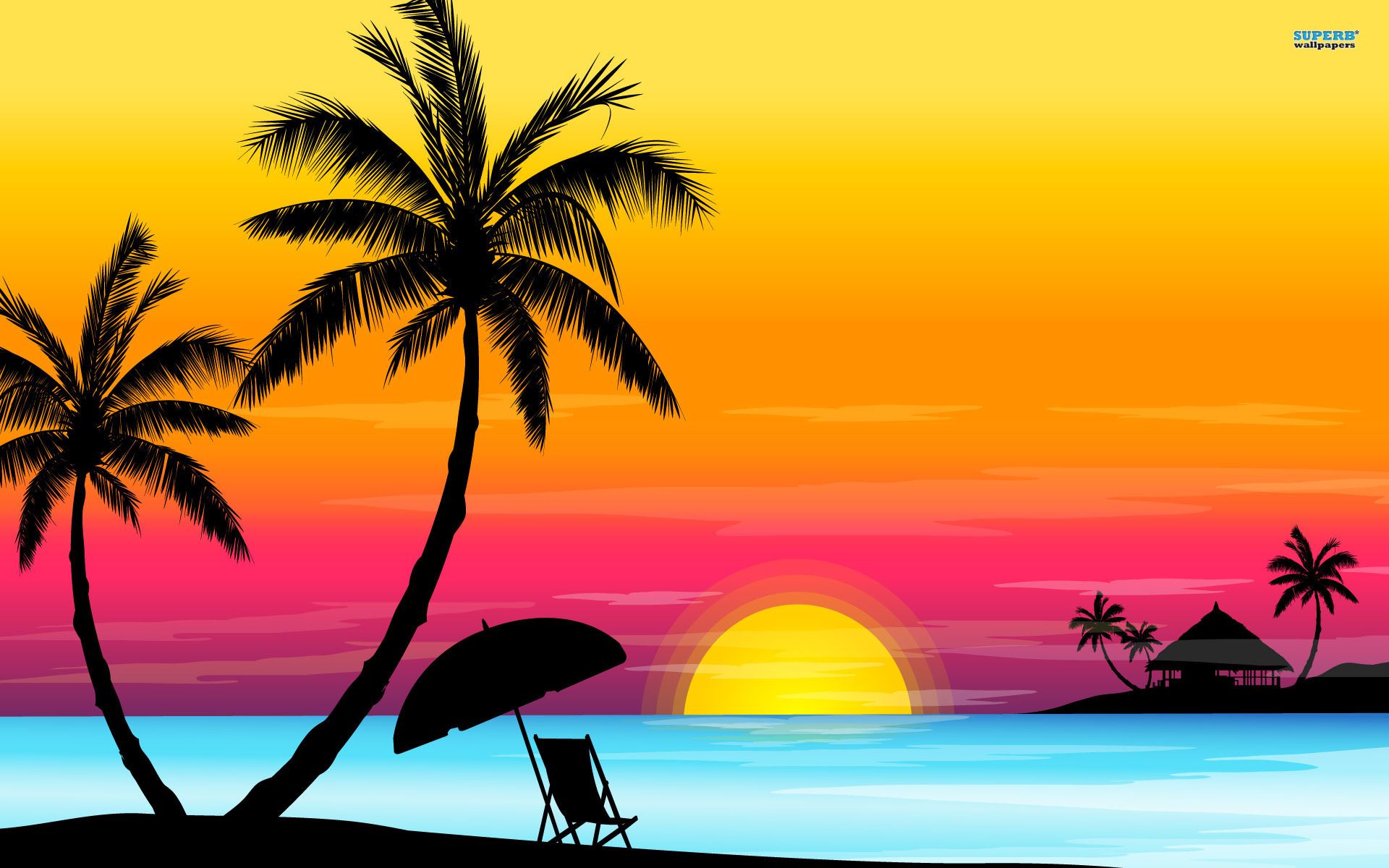 Sunset Beach Background Clipart.