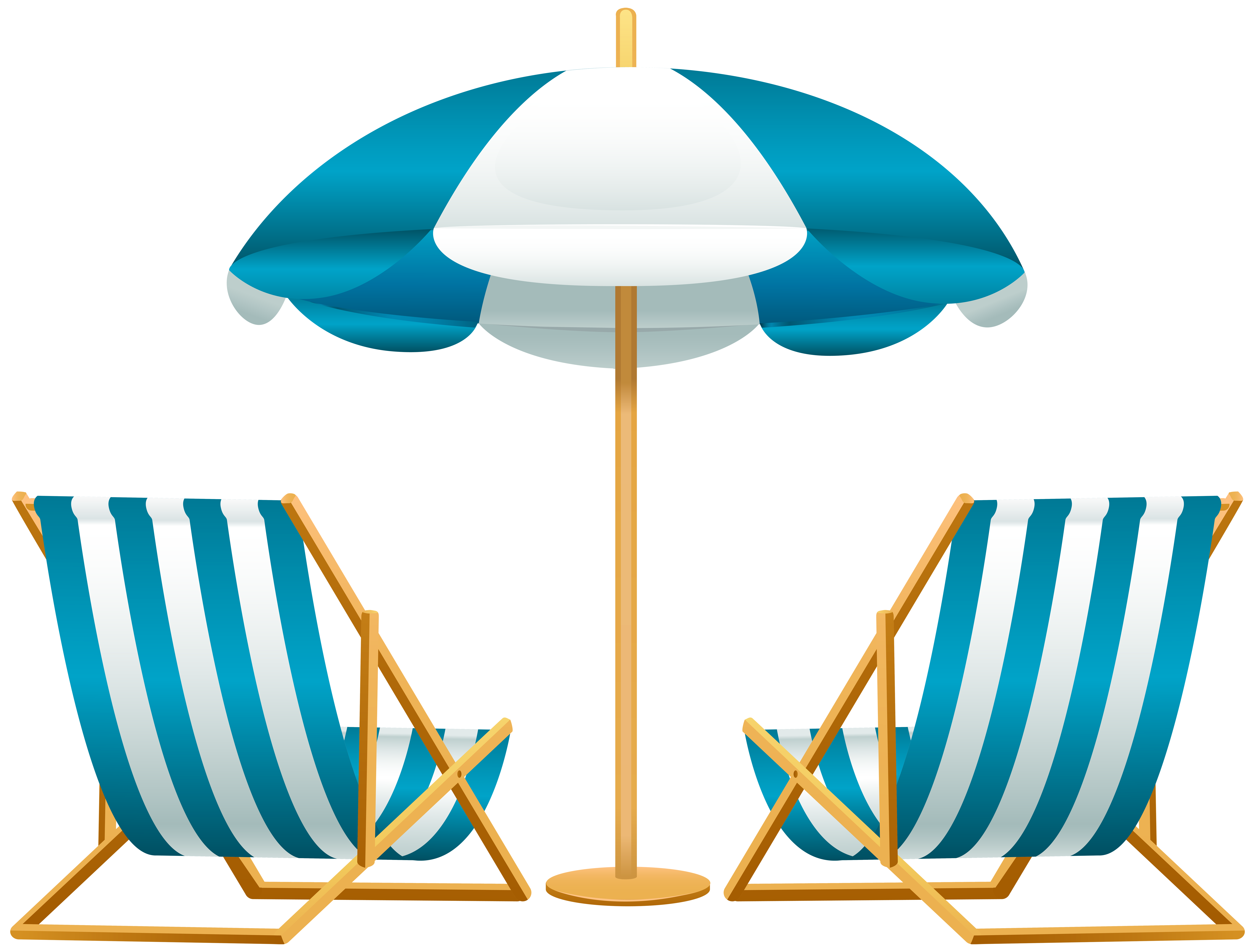 Beach Umbrella with Chairs Free PNG Clip Art Image.