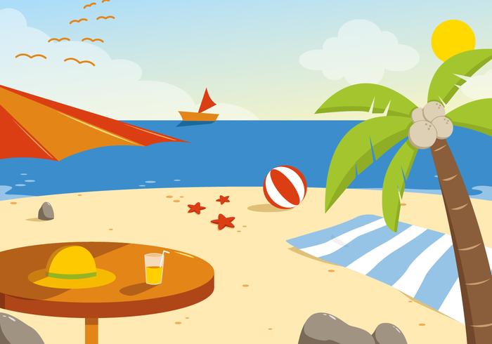 Summer Beach Vector Illustration.