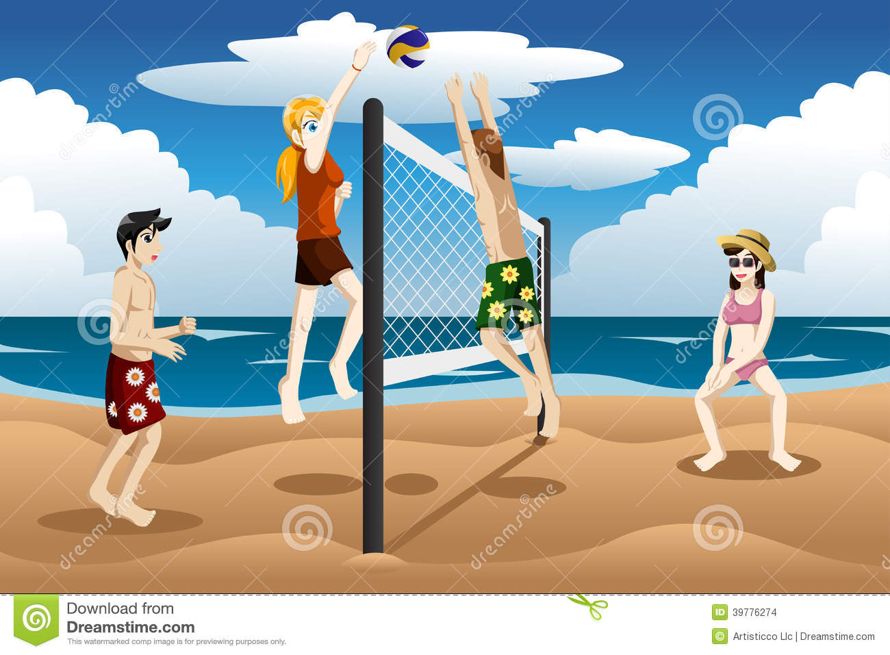 Beach volleyball clipart.