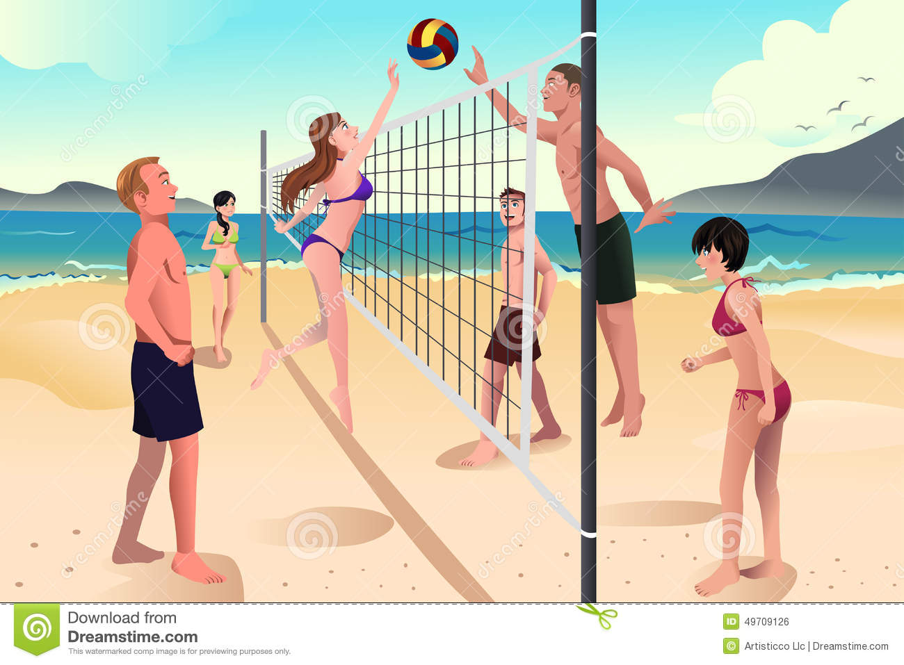 Beach Volleyball Stock Illustrations.