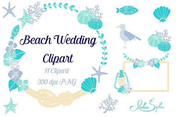 Beach Wedding Clipart by Anneline Sophia Designs on @creativemarket.