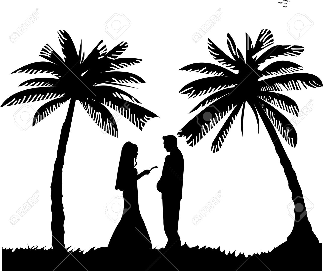 Beach Wedding Clipart Black And White Clipground