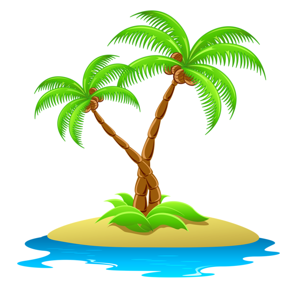 Island with Palm Trees Transparent Clipart.