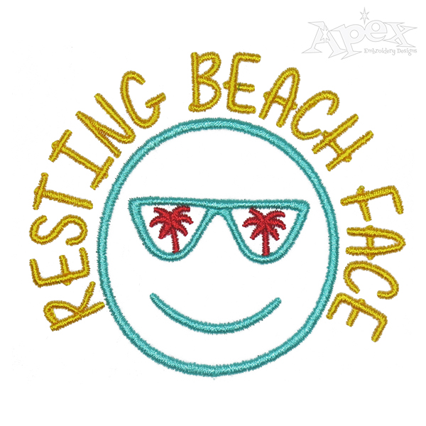 Resting Beach Face Embroidery Design.