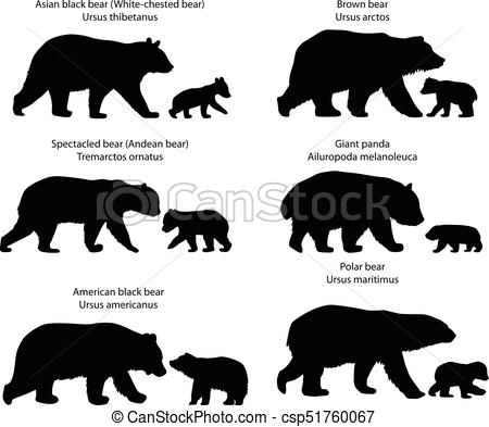 Silhouettes of bears and bear.