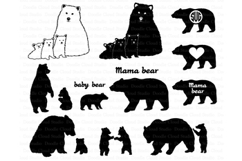 Bear SVG, Bear Family svg, Bears SVG files for Silhouette Cameo and Cricut.
