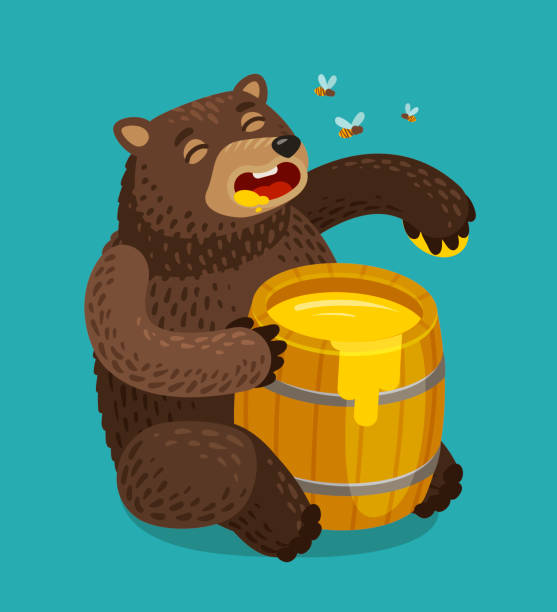 Best Bear Eating Honey Illustrations, Royalty.