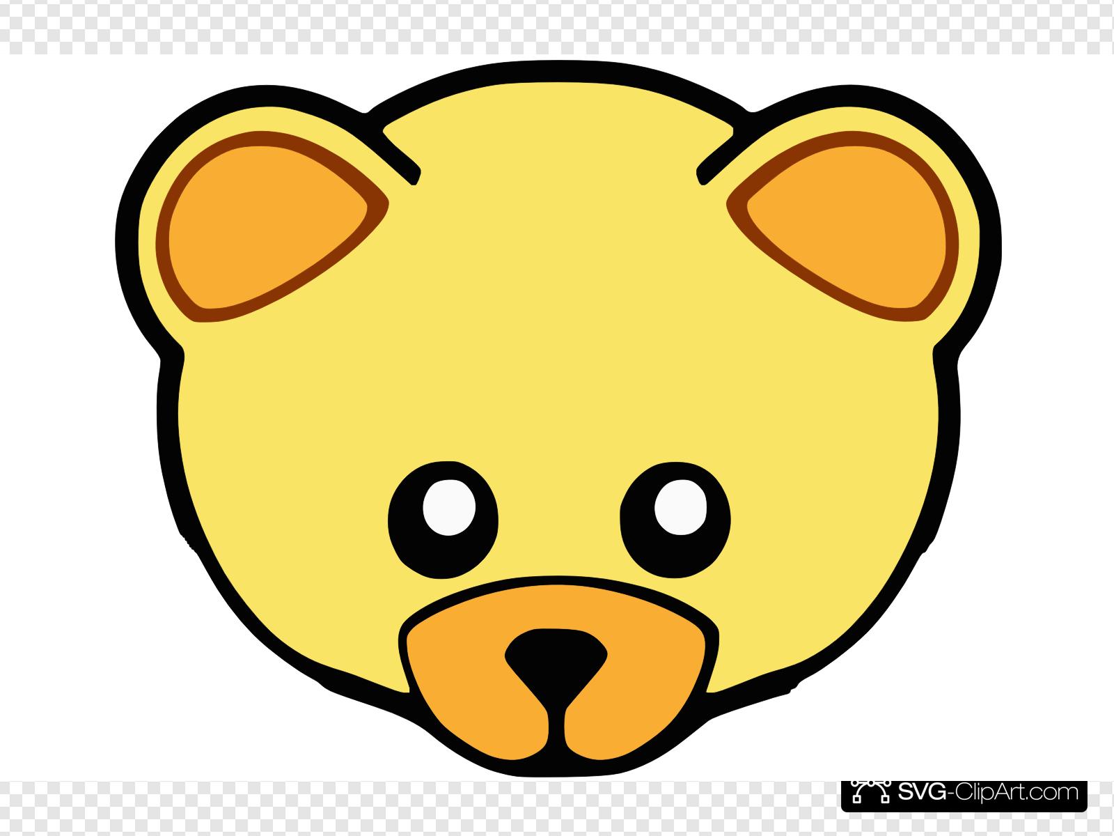 Yellow Cute Teddy Bear Face Clip art, Icon and SVG.