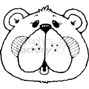 Black and white of teddy bear face clipart. Royalty.