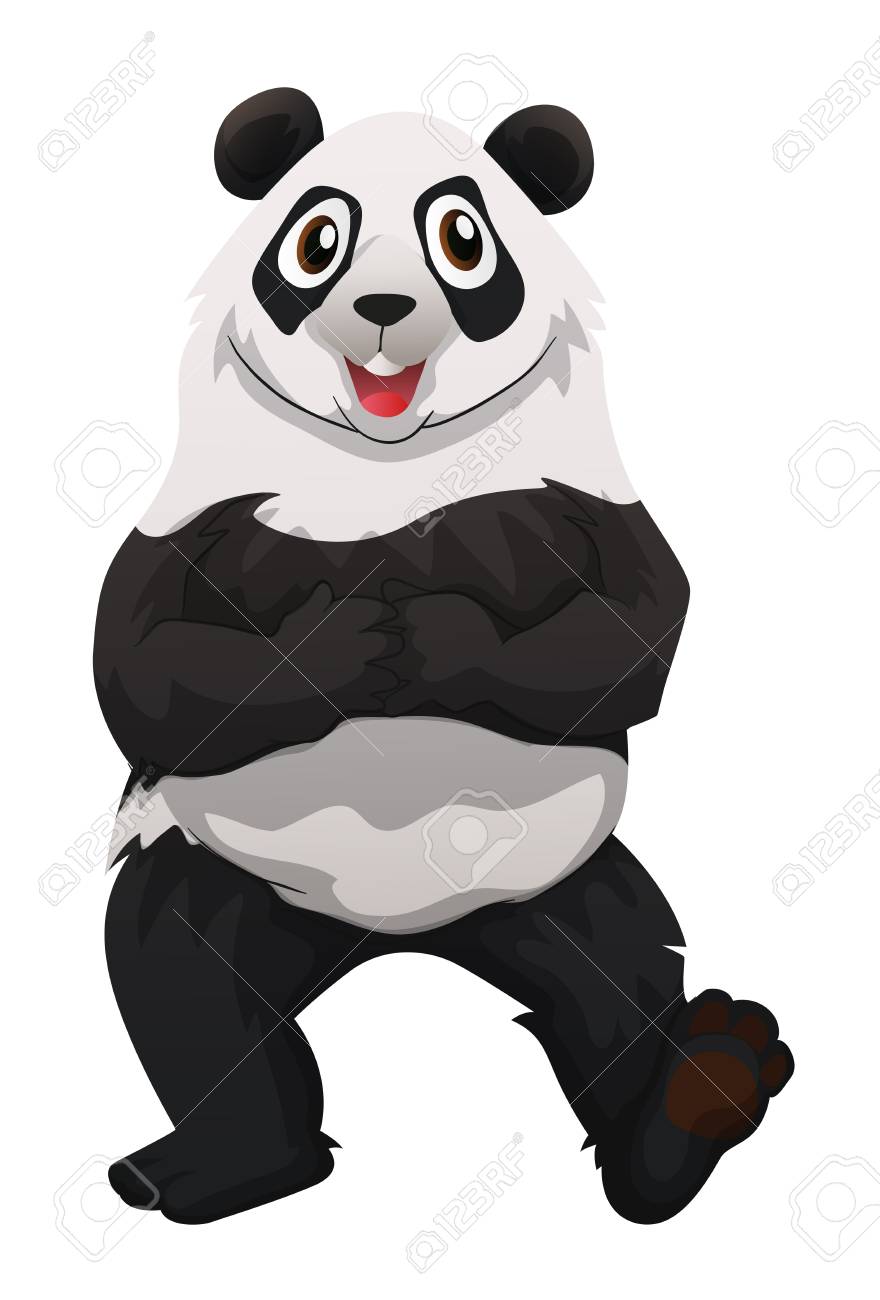 Panda standing on two feet illustration.
