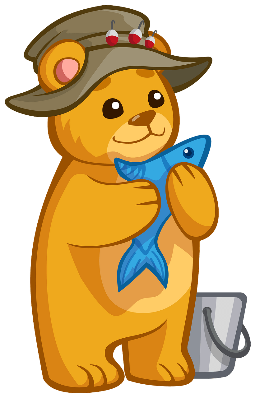 Bear Holding Fish clipart. Free download..