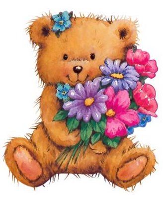 Teddy Bear With Flowers Clipart.