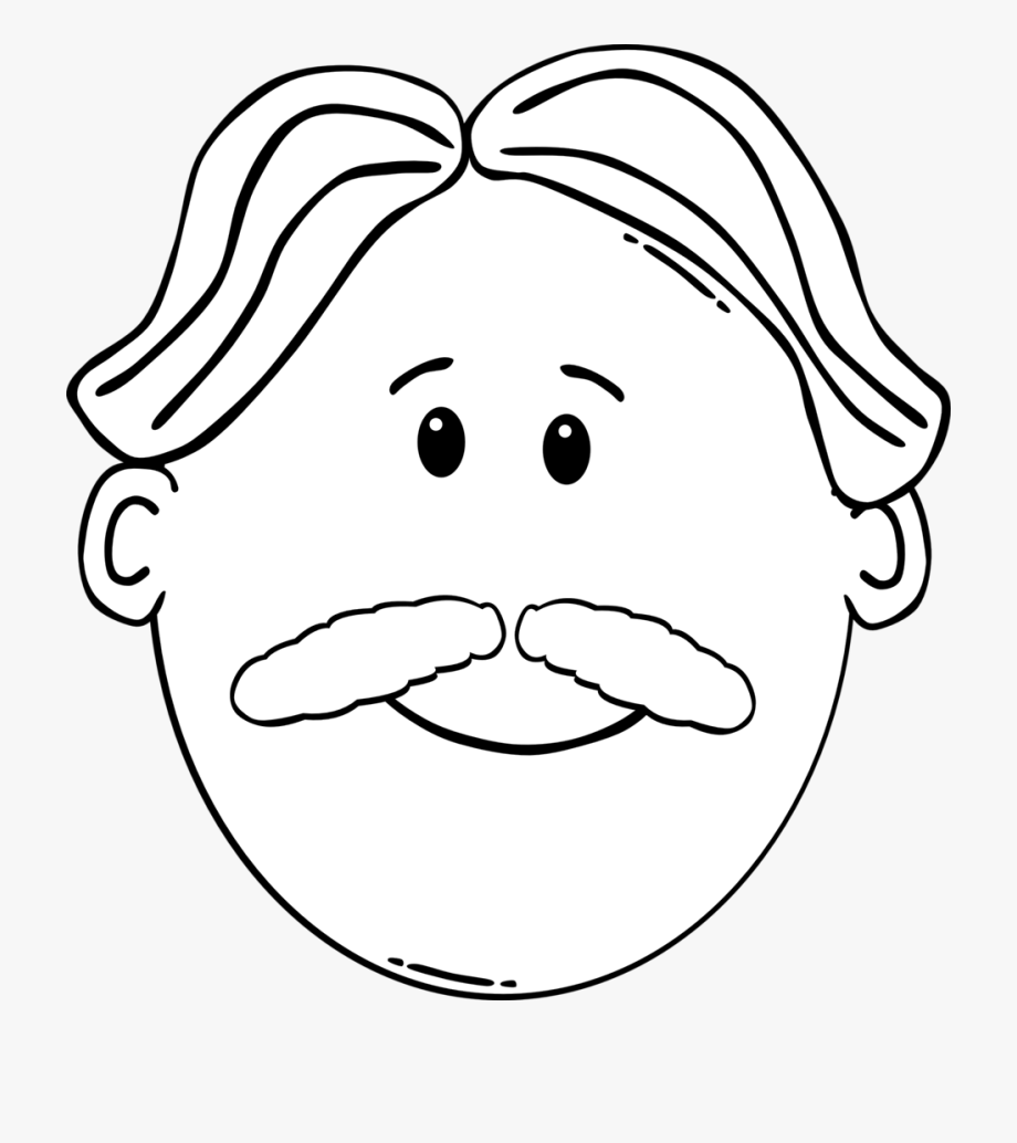 Moustache Coloring Book Man Beard Face.
