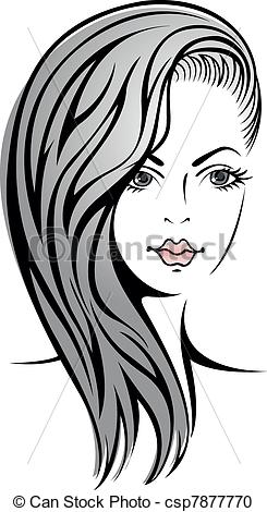 Vector Clipart of girl with blond hair.