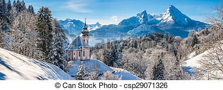 Stock Photo of Panoramic view of beautiful winter landscape in the.