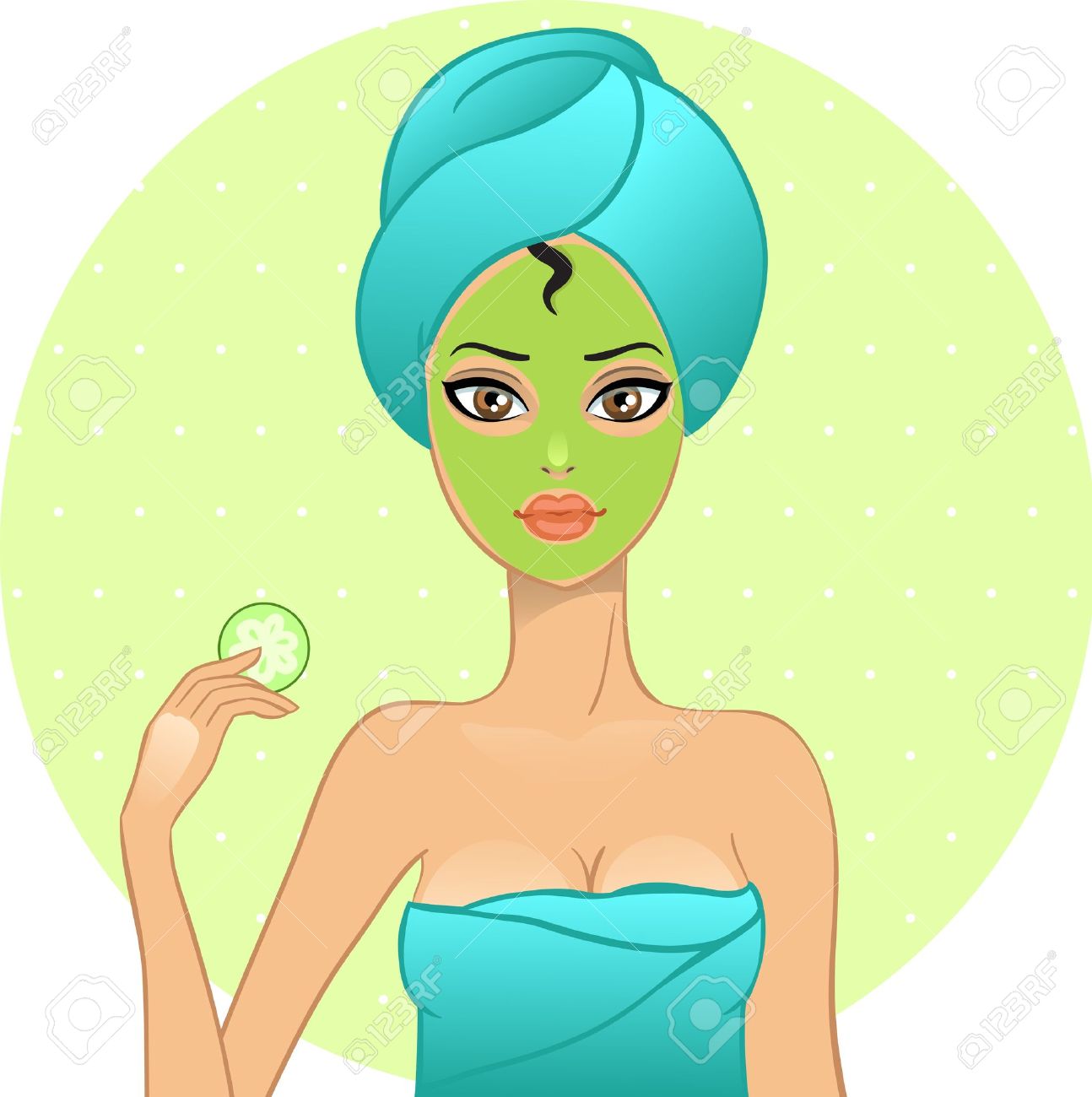 Young Girl Having A Beauty Treatment. Vector Illustration Royalty.