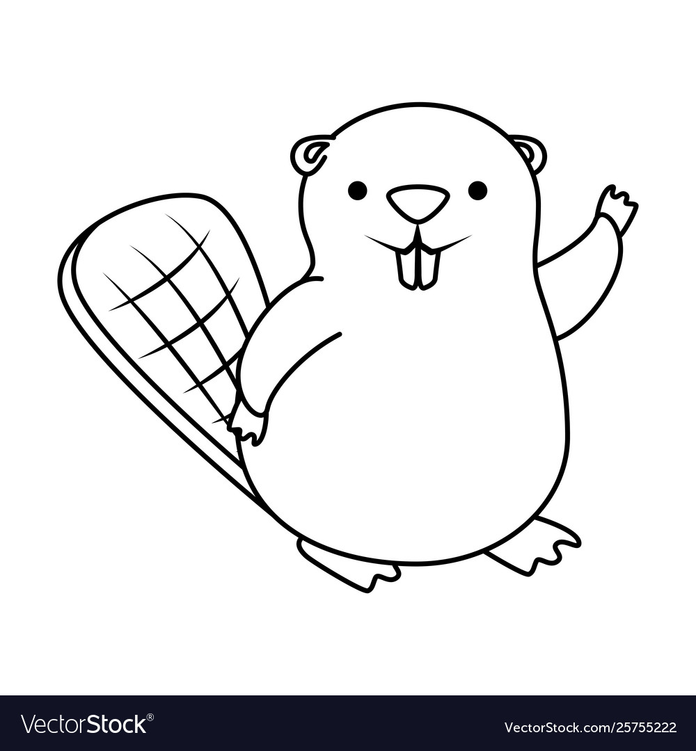 Cute beaver mascot animal icon.