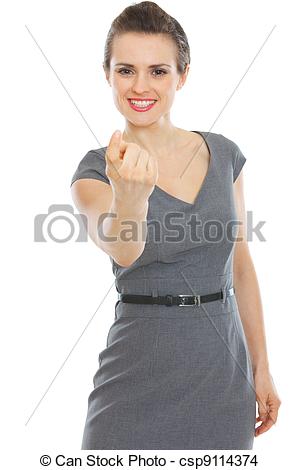 Stock Photo of Modern business woman beckoning with finger.