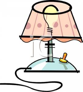 Colorful Cartoon of a Bedroom Lamp.
