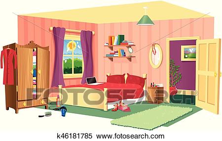 Bedroom scene. eps Clipart.