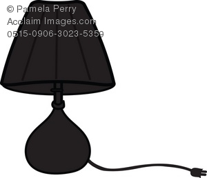Clip Art Illustration of Silhouette of a Table Lamp.
