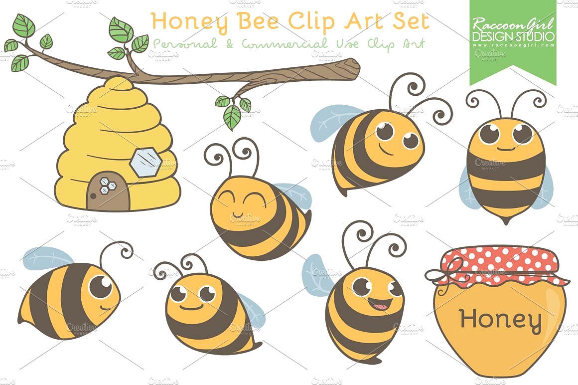 Honey Bee Clip Art Set ~ Illustrations on Creative Market.