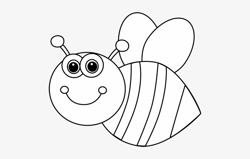 Black And White Cute Cartoon Bee Clip Art.