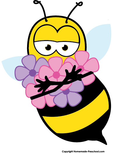 Bee and flower clipart.