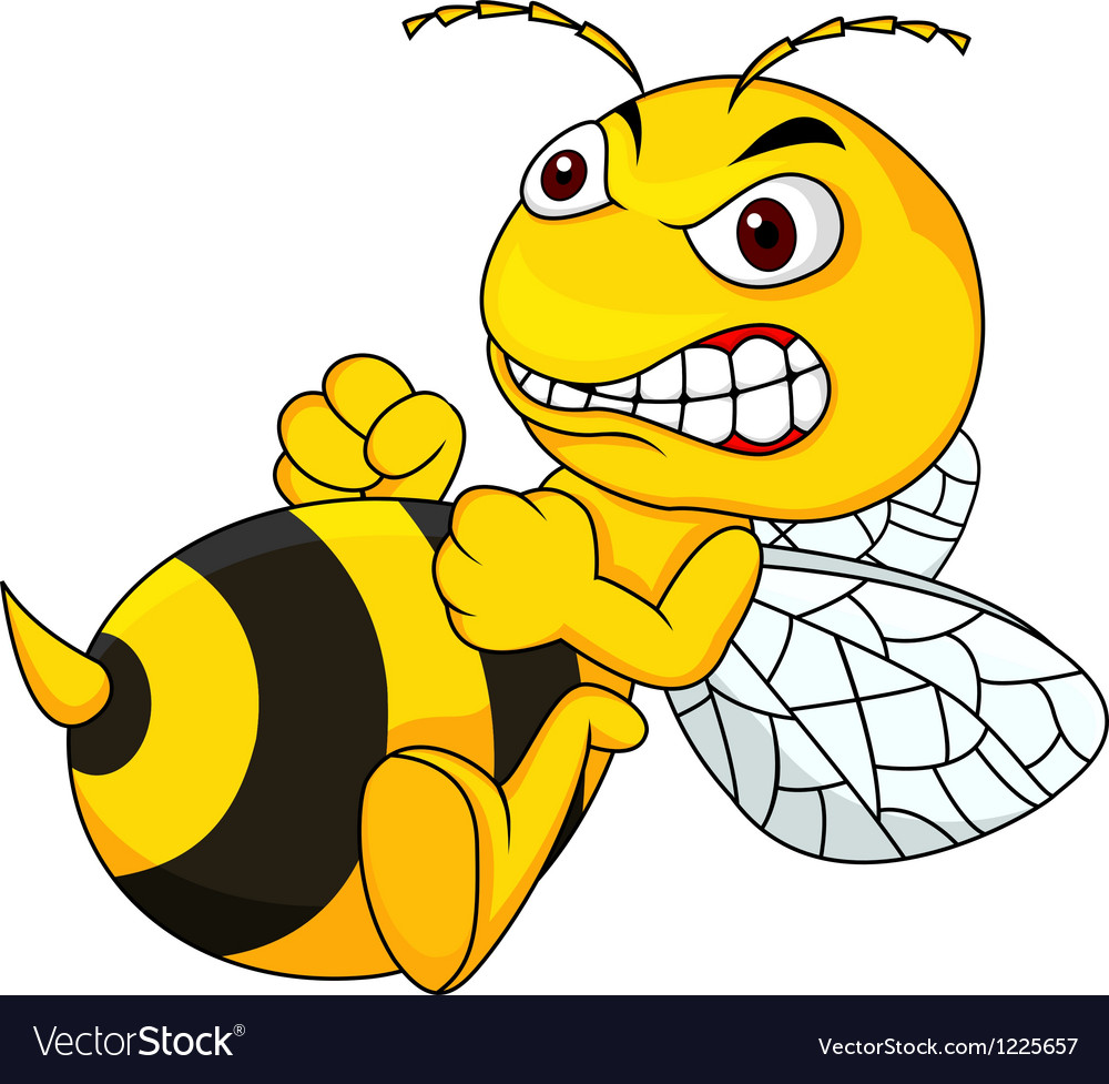 Angry bee cartoon.
