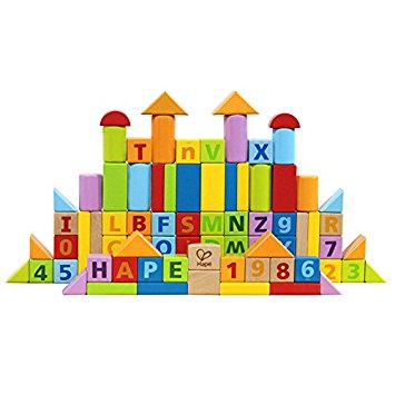 Amazon.com: Hape Solid Beech Wood Stacking Blocks with Carrying.