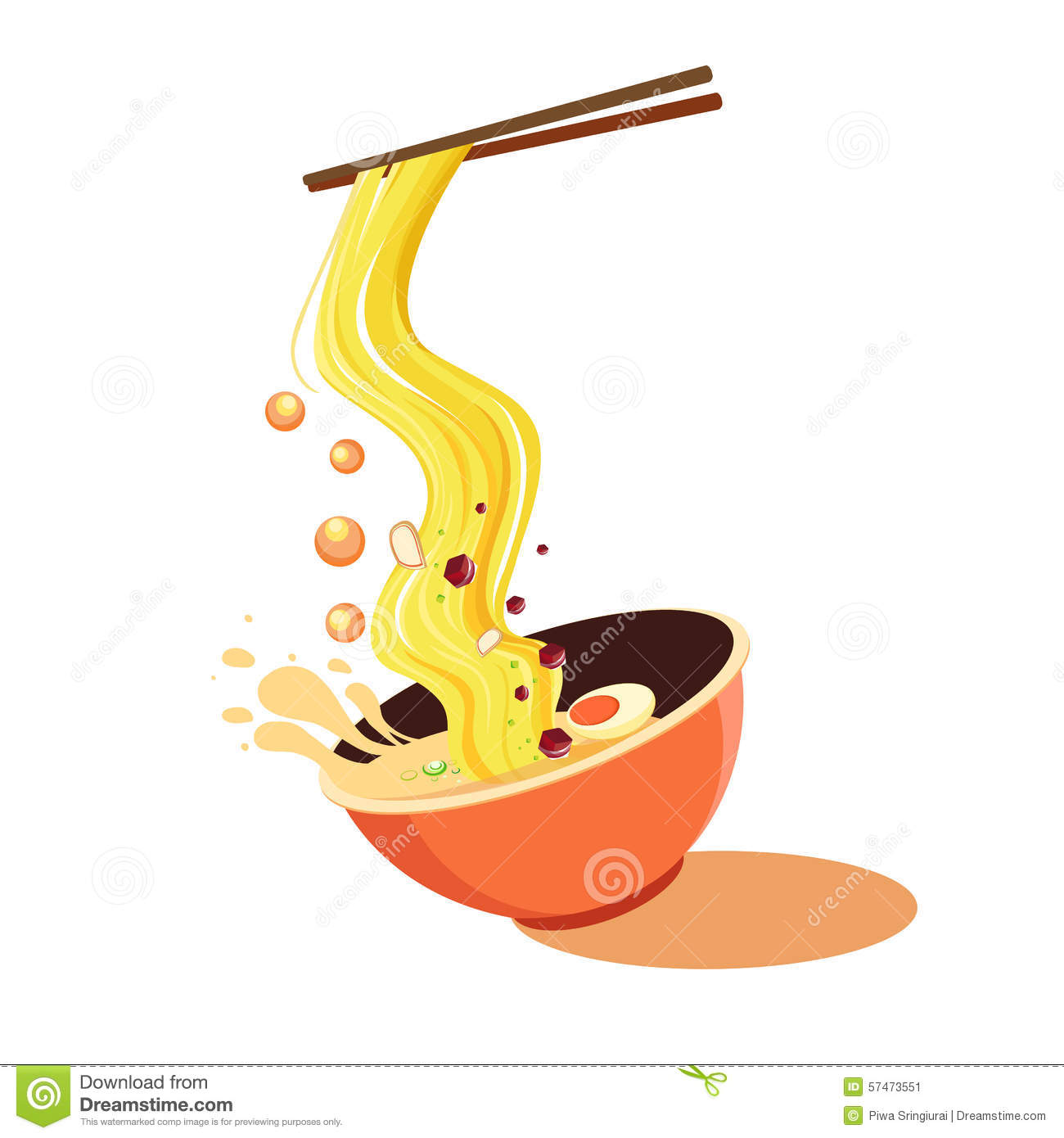 Bowl Of Noodle Clip Art Stock Photo.