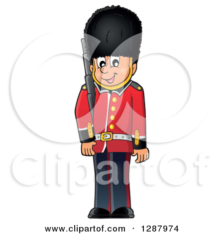 Clipart of a Happy London Beefeater Guard.