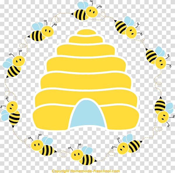 Honey bee Beehive Queen bee , circular border transparent background.
