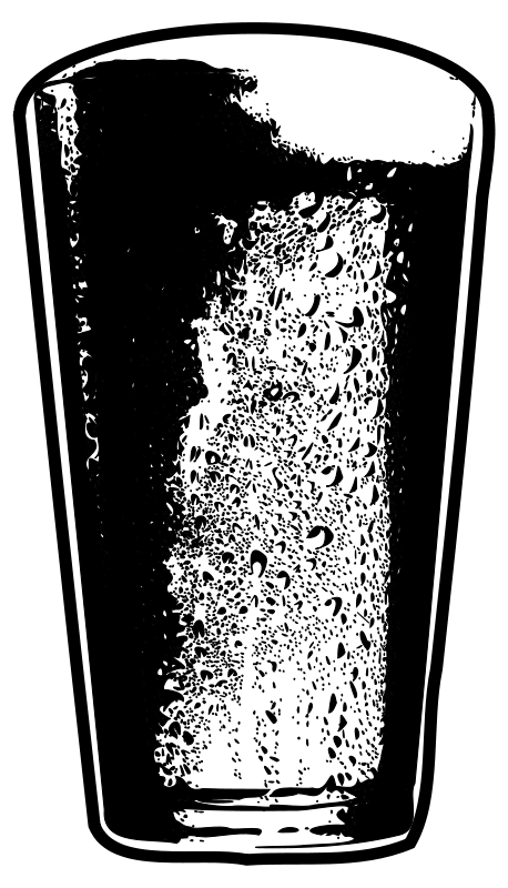 Free Clipart: Pint of Beer Detailed Black and White.