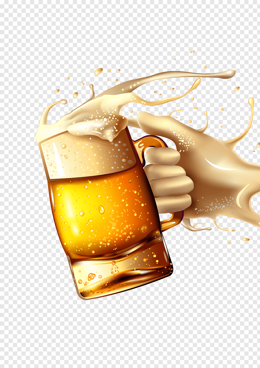 Liquid hand holding beer mug, Beer glassware Beer bottle.