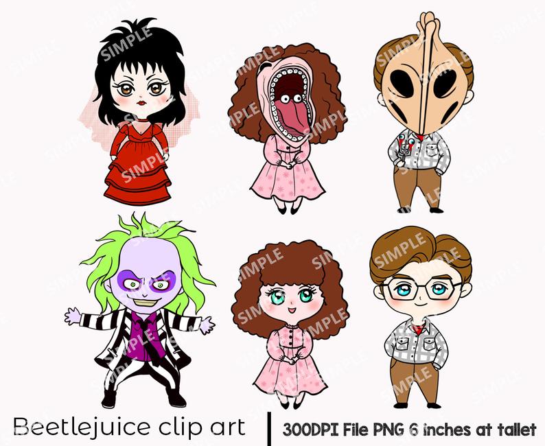 Beetlejuice character ClipArt, Beetlejuice character Art, Pumpkin ClipArt,  Skull, Nightmare, Tim Burton, Instant download.