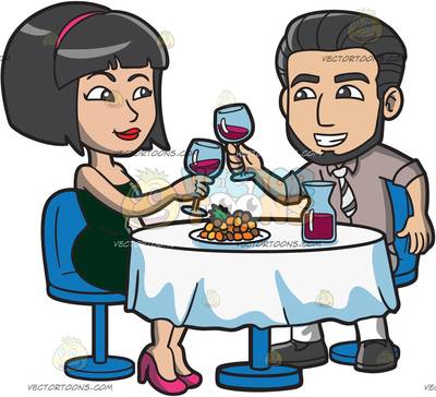people dining out Cartoon Clipart.