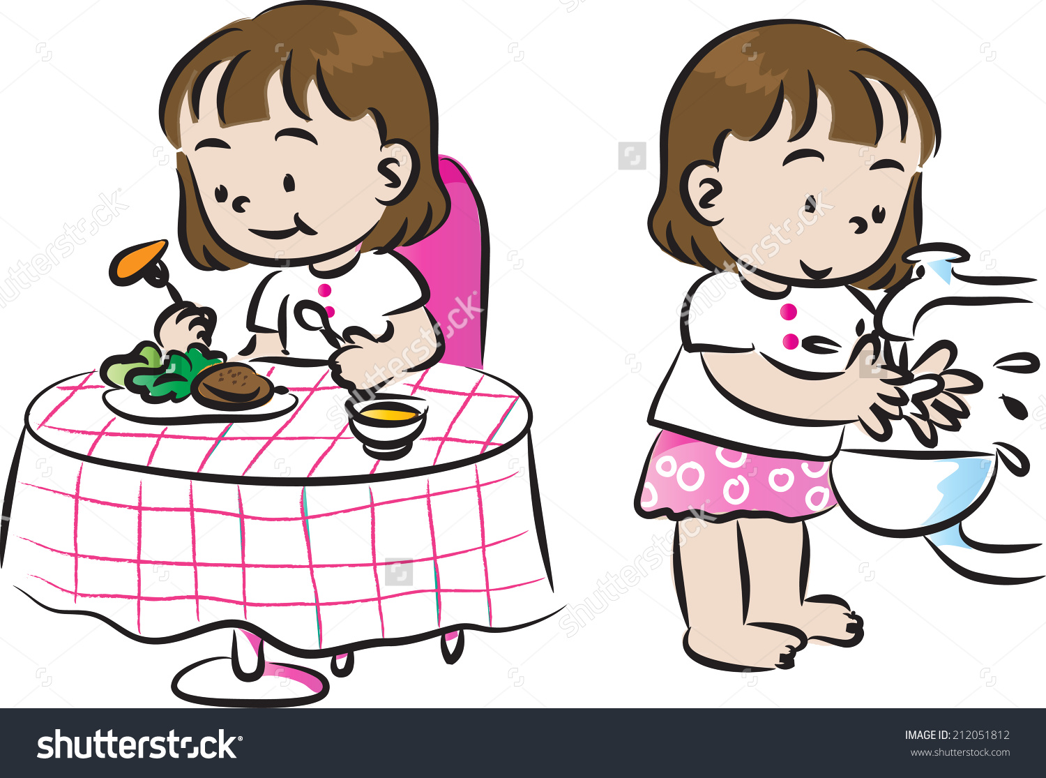 Meal Time Wash Hand Stock Vector 212051812.