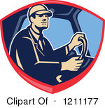 Clipart Big Rig Truck Driver Behind The Wheel.