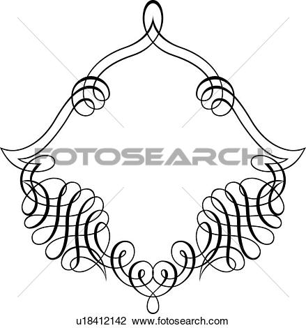 Clipart of Bell shaped Calligraphic Designed border u18412142.