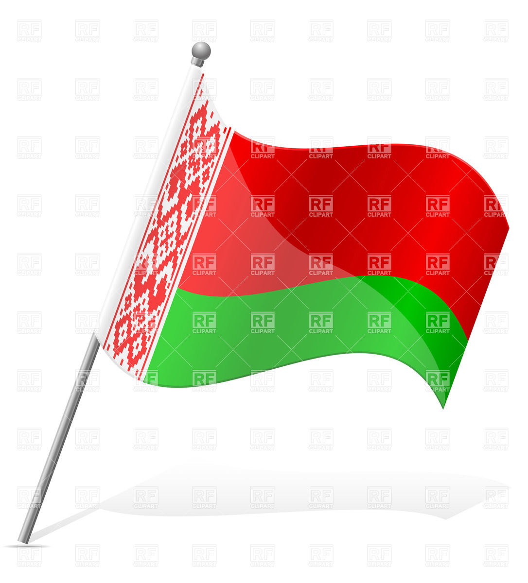 Wavy flag of Republic of Belarus isolated on white background.