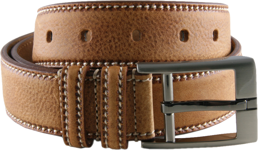 Men Formal Brown Genuine Leather Belt PNG Image.