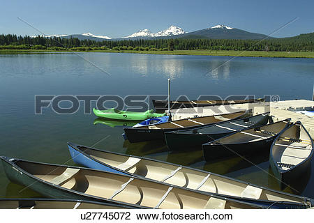 Stock Photo of Three Sisters, OR, Oregon, Black Butte Ranch, lake.
