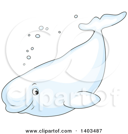 Clipart of a Cartoon Happy White Beluga Whale.