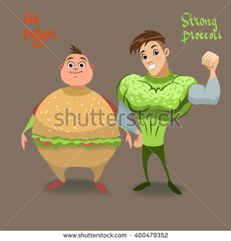 Strong Mr Broccoli Fat Mr Berger Stock Vector 400479352.