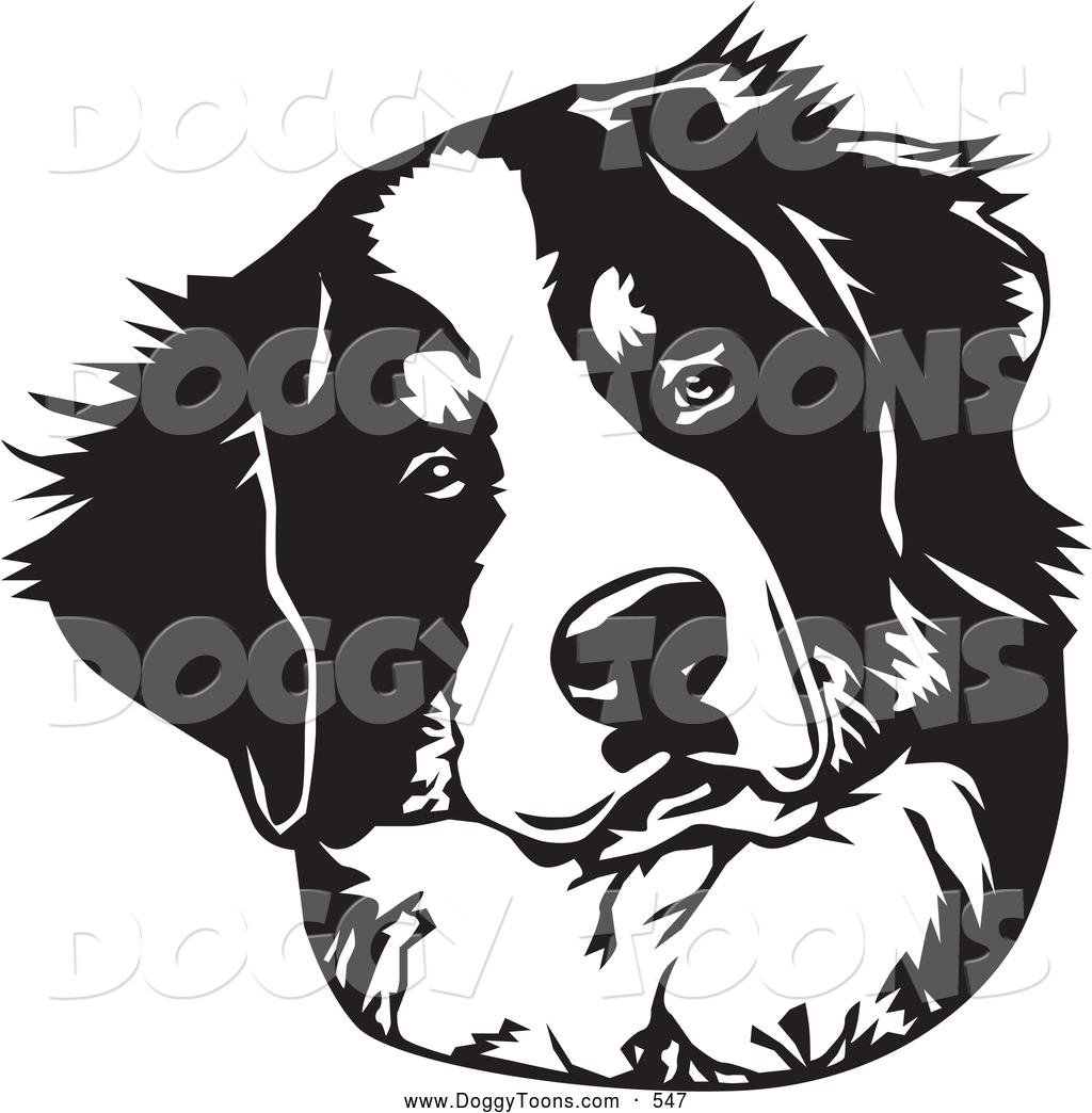 Bernese mountain dog clipart black and white.