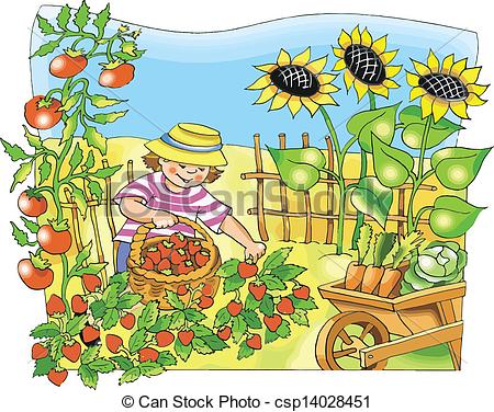 Berry picking clipart.