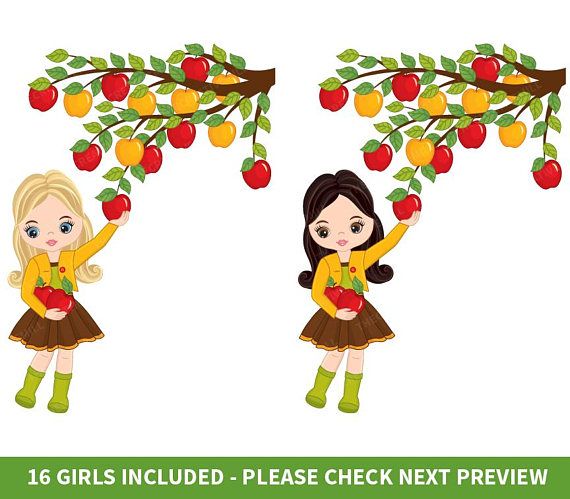 Girls Picking Apples Clipart Vector Apples Clipart Girls.