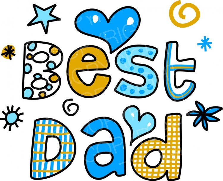 Best Dad Decorative Doodle Cartoon Text Clipart.